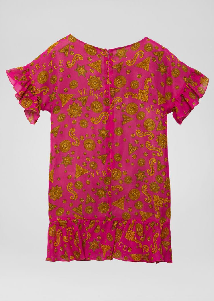 Versace Young Barocco Western Print φορεμα φορεμα παιδικα φουξια ροζ | EUDGCHQ
