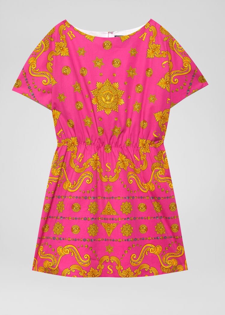 Versace Young Barocco Western Print φορεμα φορεμα παιδικα φουξια ροζ | TPNP1LV
