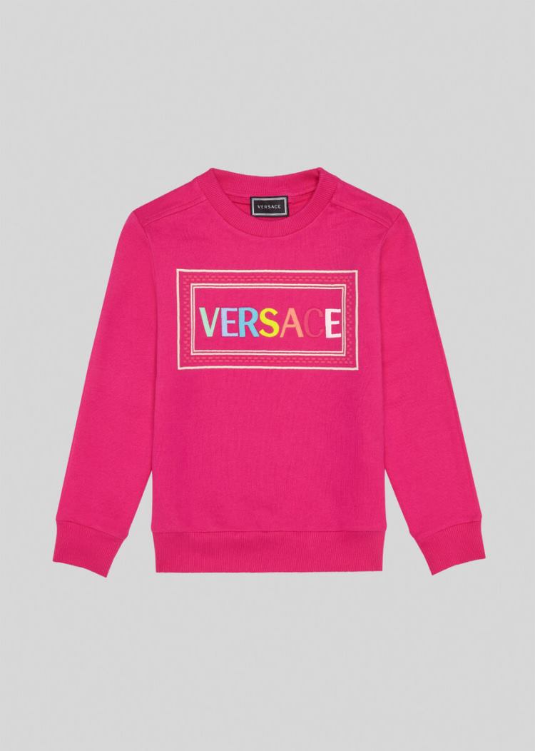 Versace Young Embroidered 90s Vintage Logo Sweatshirt φουτερ παιδικα ροζ | V7QL0CV
