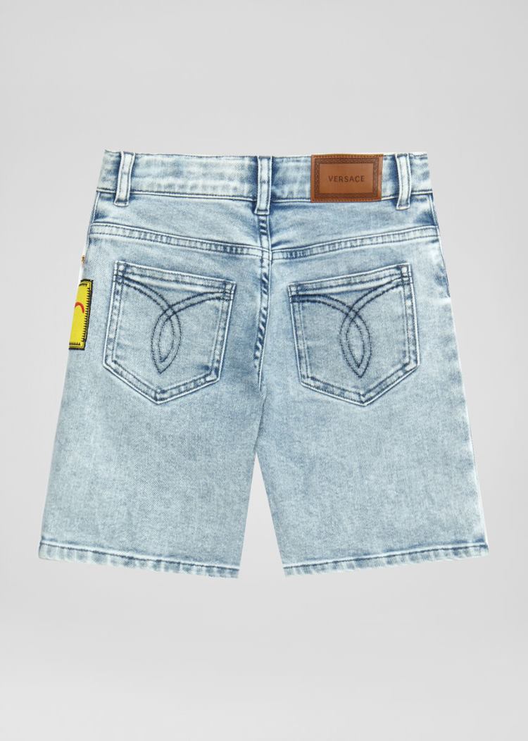 Versace Young Embroidered Patch Denim Shorts σορτσ παιδικα Πολύχρωμο | P4HW4MS
