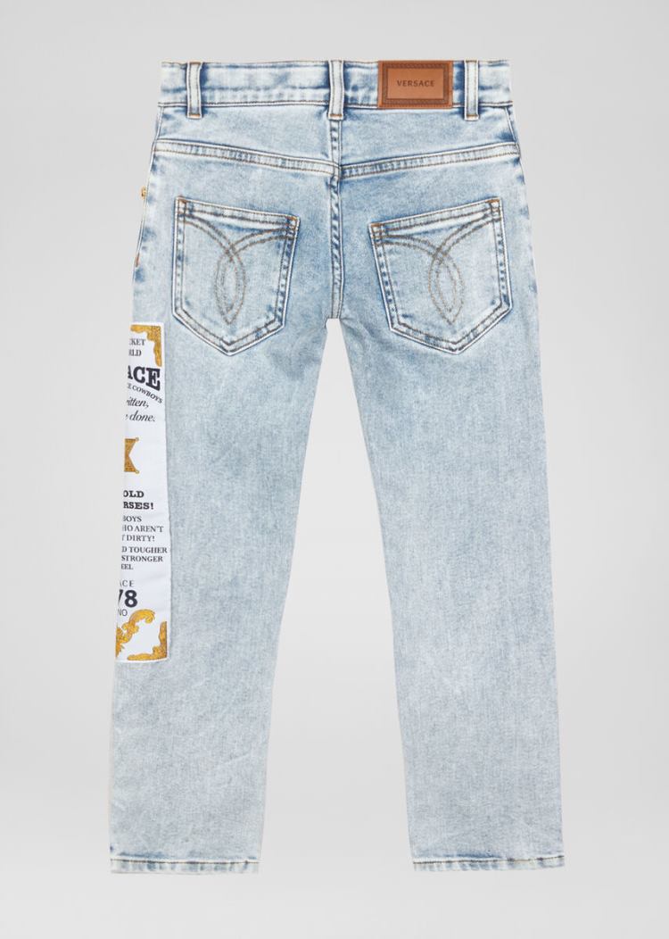 Versace Young Embroidered Patch Jeans τζιν παντελονι παιδικα Πολύχρωμο | ZNASJSZ