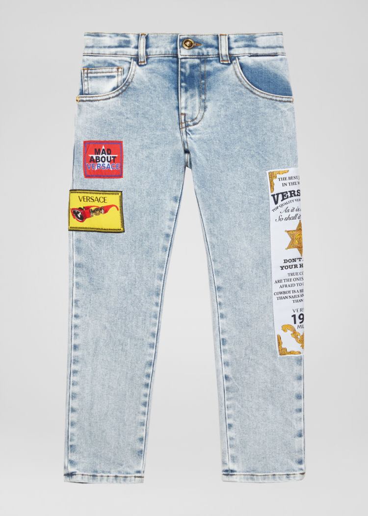 Versace Young Embroidered Patch Jeans τζιν παντελονι παιδικα Πολύχρωμο | ZNASJSZ