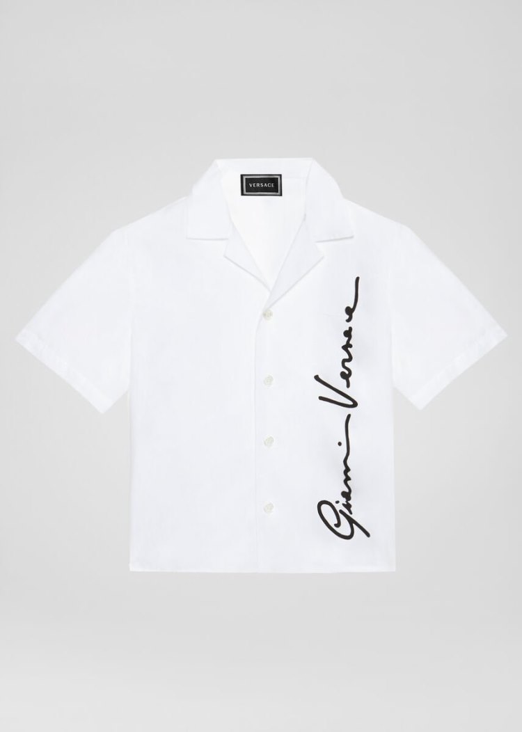 Versace Young GV Signature Motif Shirt πουκαμισα παιδικα ασπρα | W1UTY9S