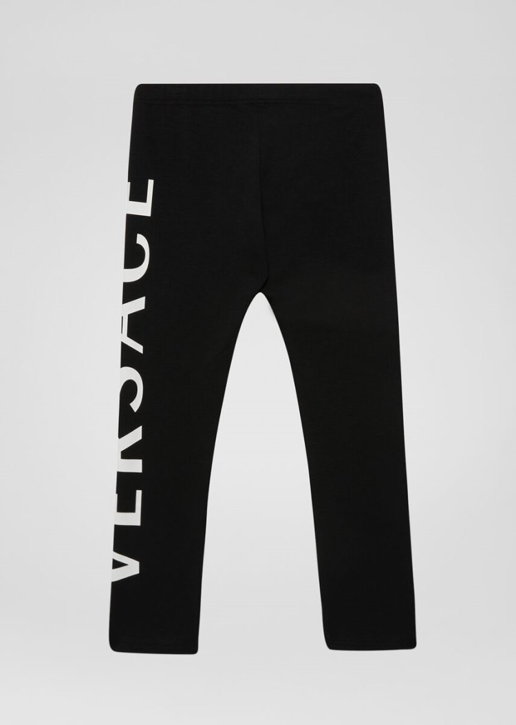 Versace Young Logo Leggings κολαν παιδικα μαυρα | E7G5XQU