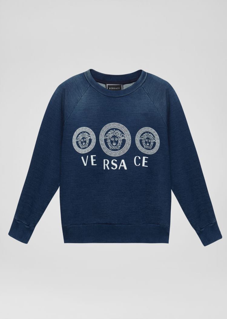 Versace Young Medusa Logo Sweatshirt φουτερ παιδικα μπλε | 2TCIYDY