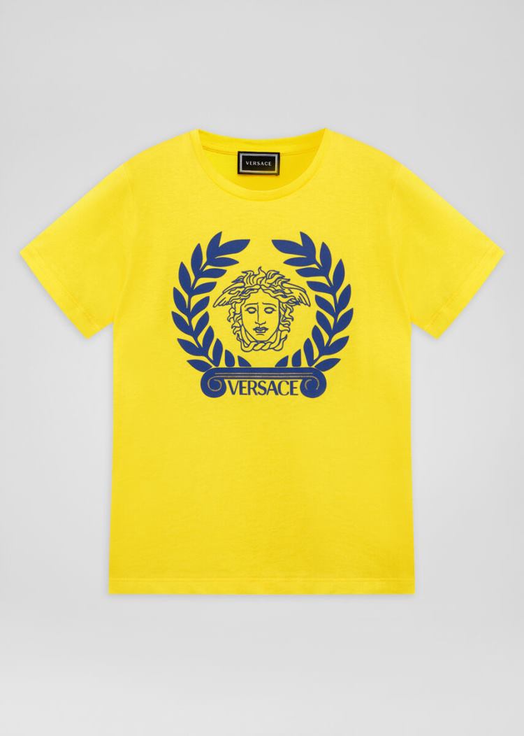 Versace Young Medusa Logo T Shirt μπλουζακια παιδικα κίτρινα | EJ35STU