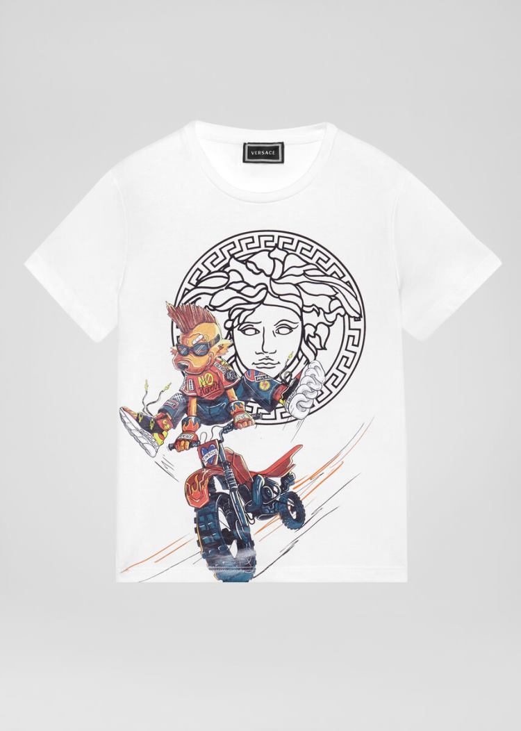 Versace Young Motocross Medusa T Shirt μπλουζακια παιδικα ασπρα | 6YMIHK0