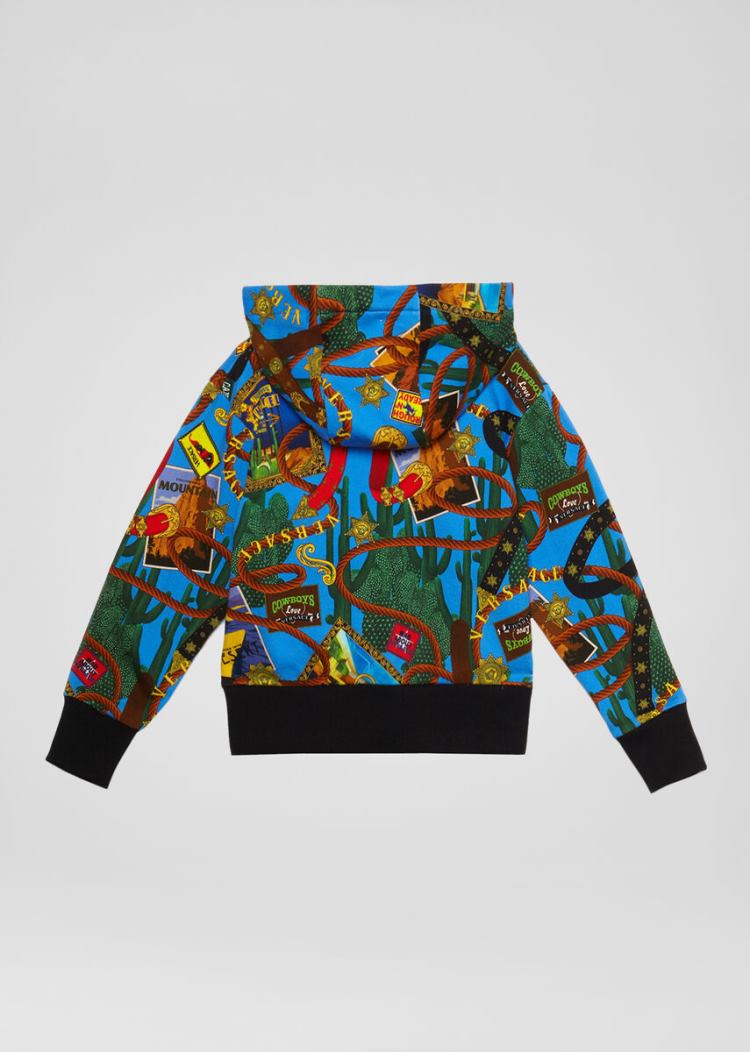 Versace Young Rodeo Kids Print Hoodie φουτερ με κουκουλα παιδικα Πολύχρωμο | X3L0Y1D