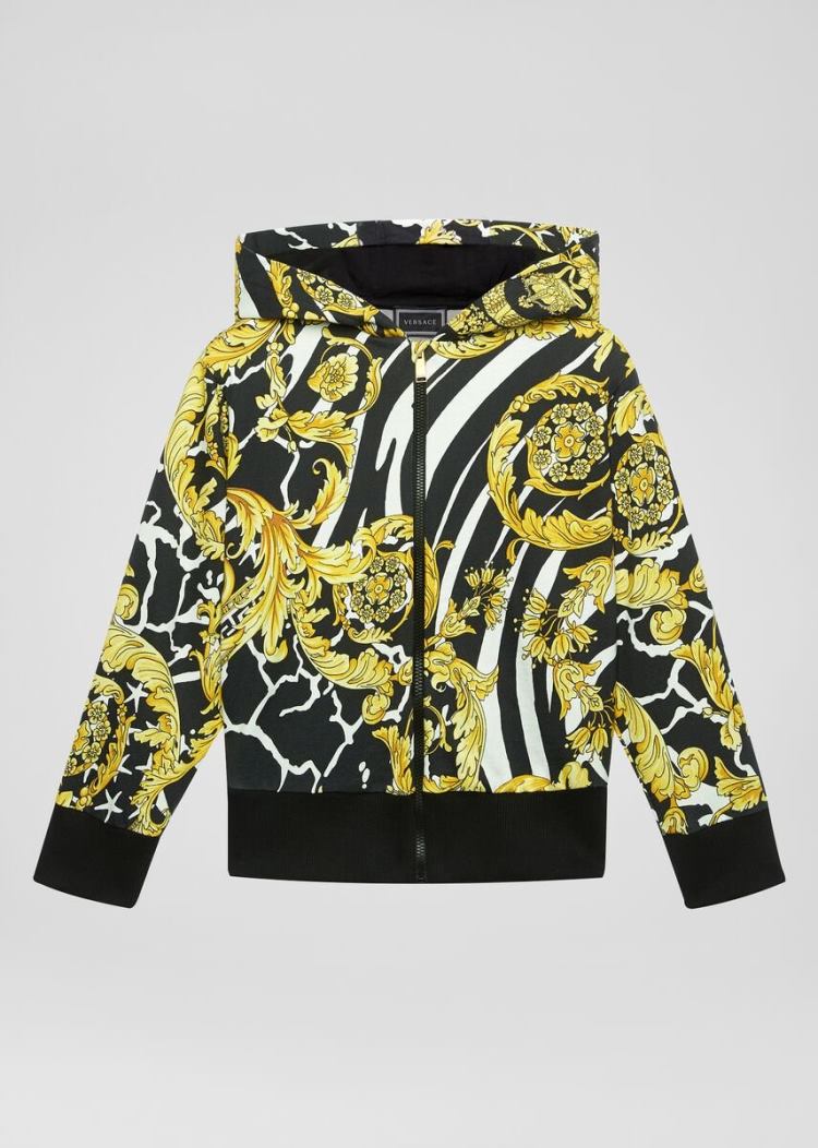 Versace Young Savage Barocco Print Hoodie φουτερ με κουκουλα παιδικα Πολύχρωμο | RAX5AZ3