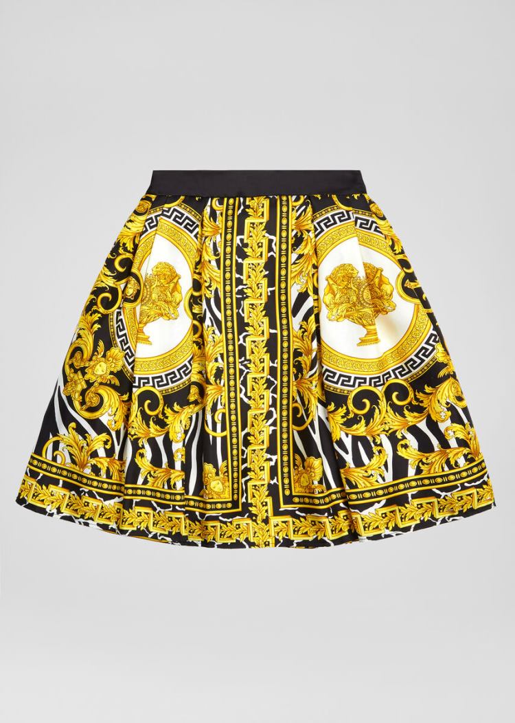 Versace Young Savage Barocco Print Silk Skirt φουστεσ παιδικα Πολύχρωμο | RZCR9RC