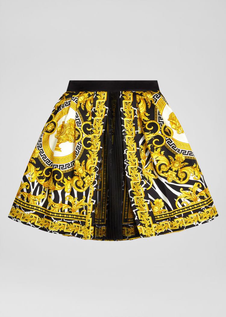 Versace Young Savage Barocco Print Silk Skirt φουστεσ παιδικα Πολύχρωμο | RZCR9RC