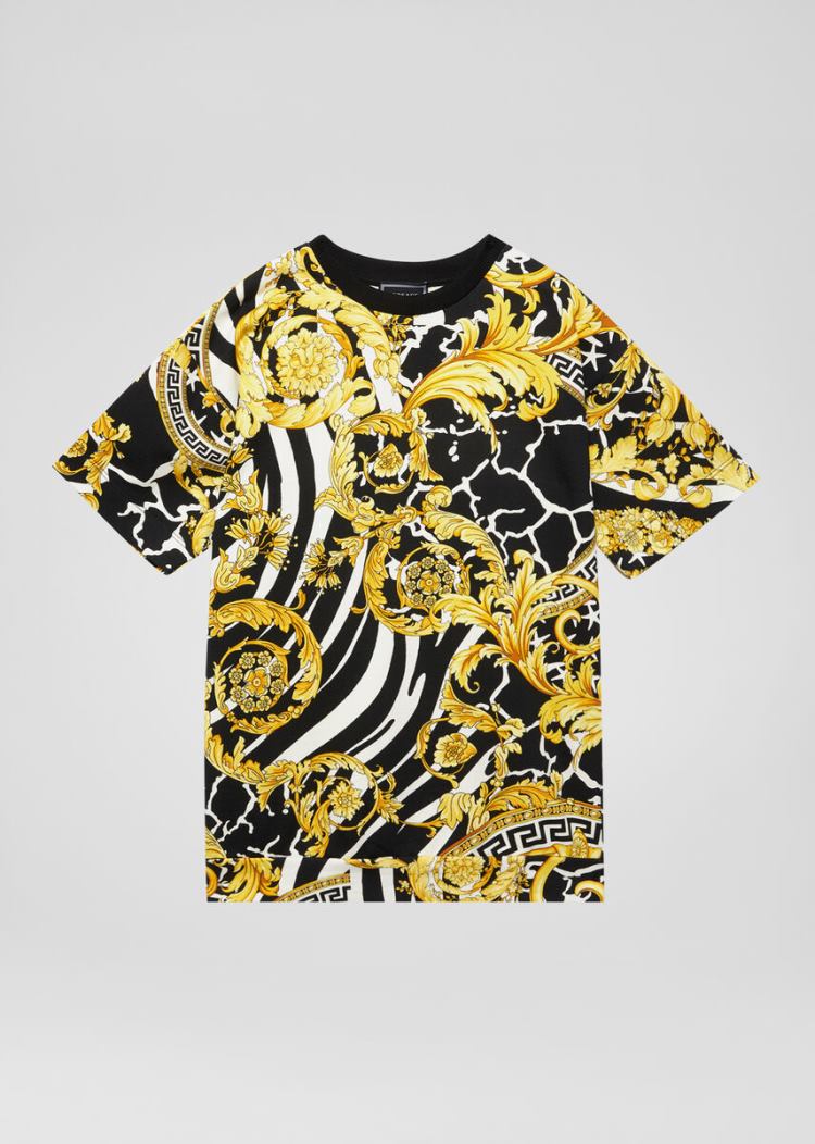 Versace Young Savage Barocco Print T Shirt μπλουζακια παιδικα Πολύχρωμο | AFCN47L