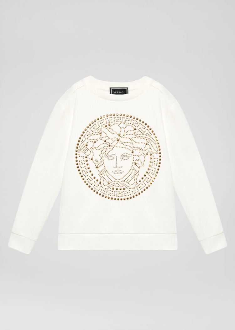 Versace Young Studded Medusa Sweatshirt φουτερ παιδικα ασπρα | B2PLJ3Y
