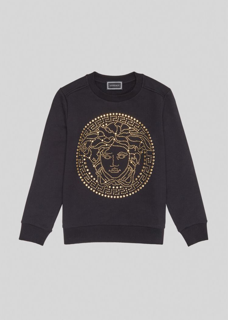 Versace Young Studded Medusa Sweatshirt φουτερ παιδικα μαυρα | YE48HGN