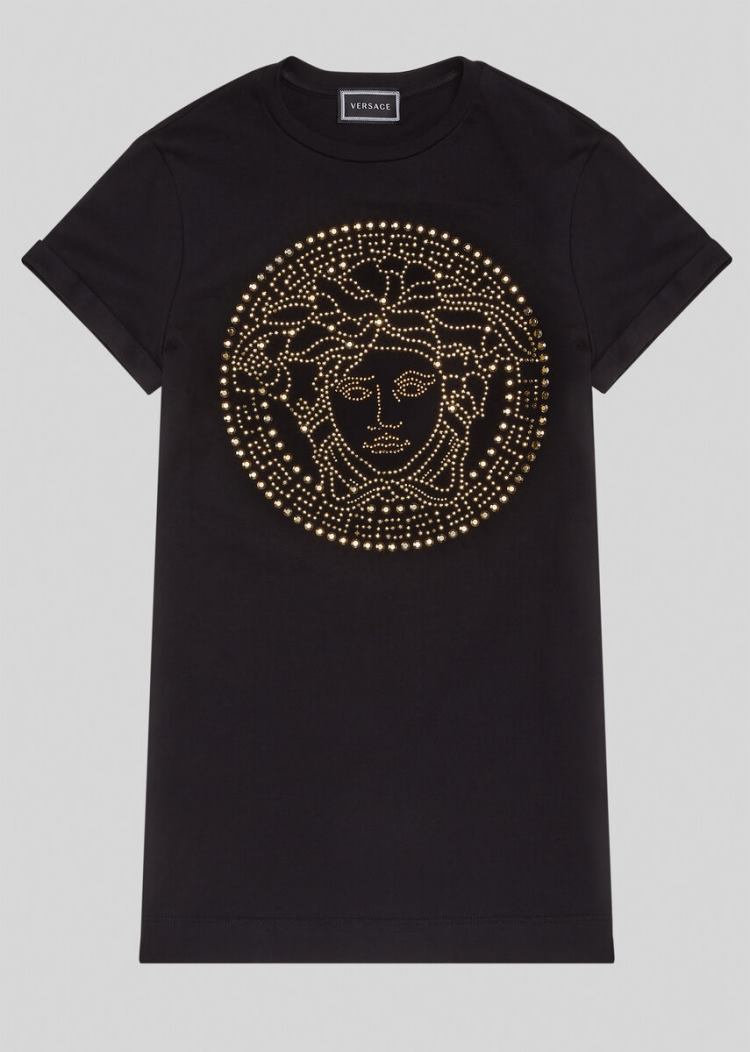 Versace Young Studded Medusa T Shirt φορεμα φορεμα παιδικα μαυρα | S8DKJJA