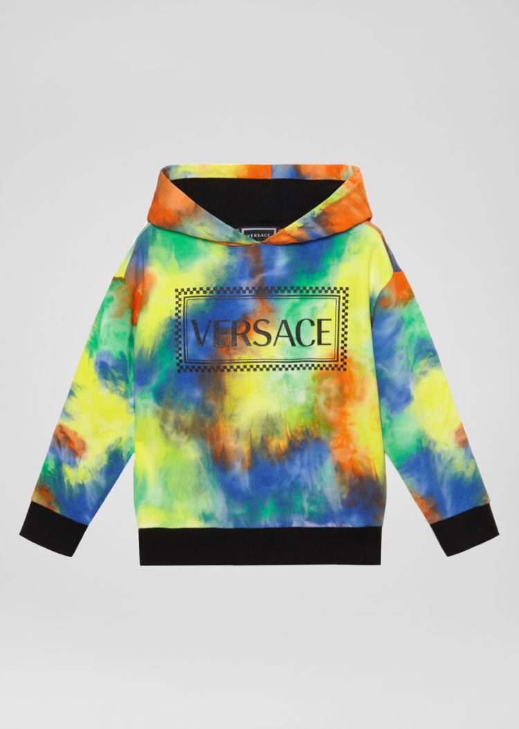 Versace Young Tie-Dye Print 90s Vintage Logo Hoodie φουτερ με κουκουλα παιδικα Πολύχρωμο | NP68D92