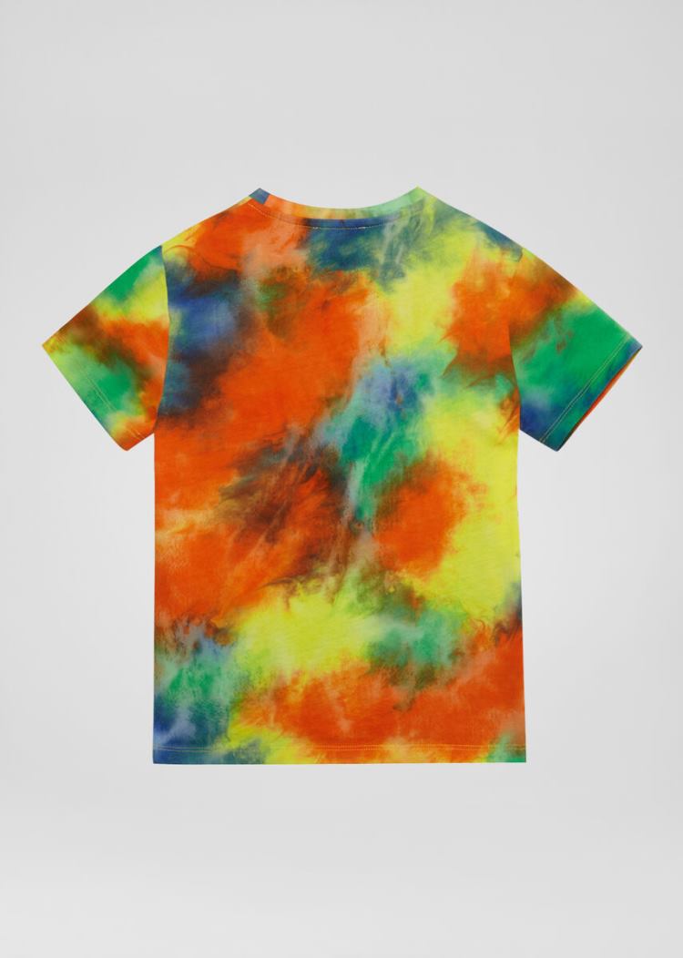 Versace Young Tie-Dye Print GV Signature T Shirt μπλουζακια παιδικα Πολύχρωμο | N99K4GG
