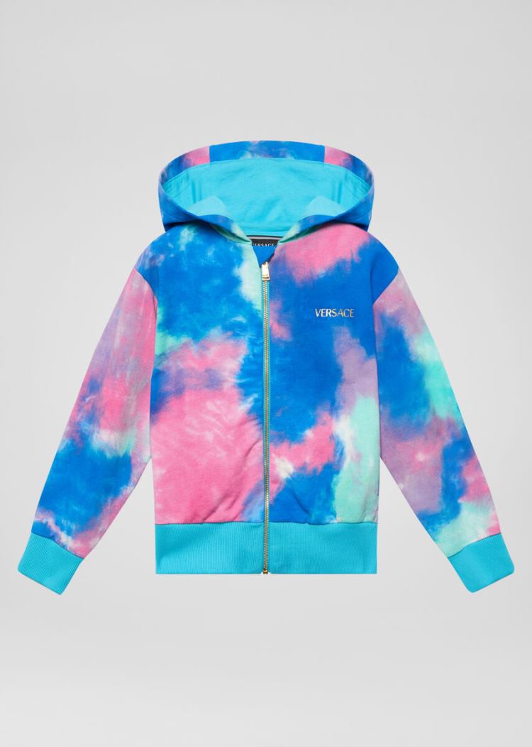 Versace Young Tie-Dye Print Medusa Hoodie φουτερ με κουκουλα παιδικα Πολύχρωμο | 59U2TEF