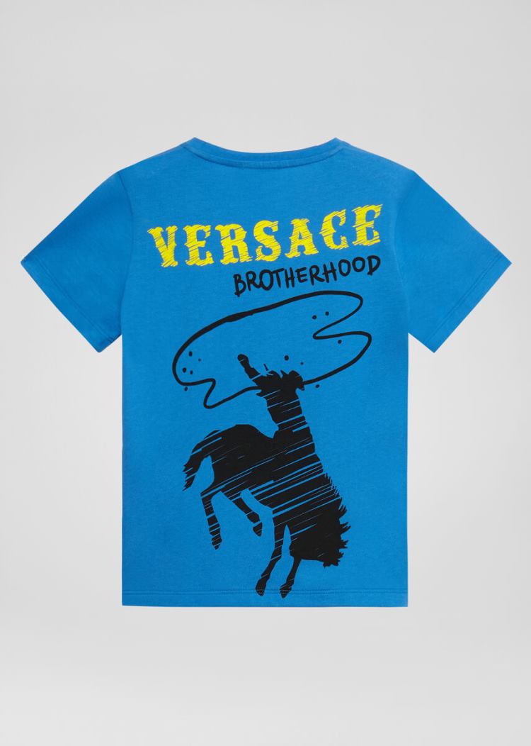 Versace Young Western Motif T Shirt μπλουζακια παιδικα μπλε | I182EBD