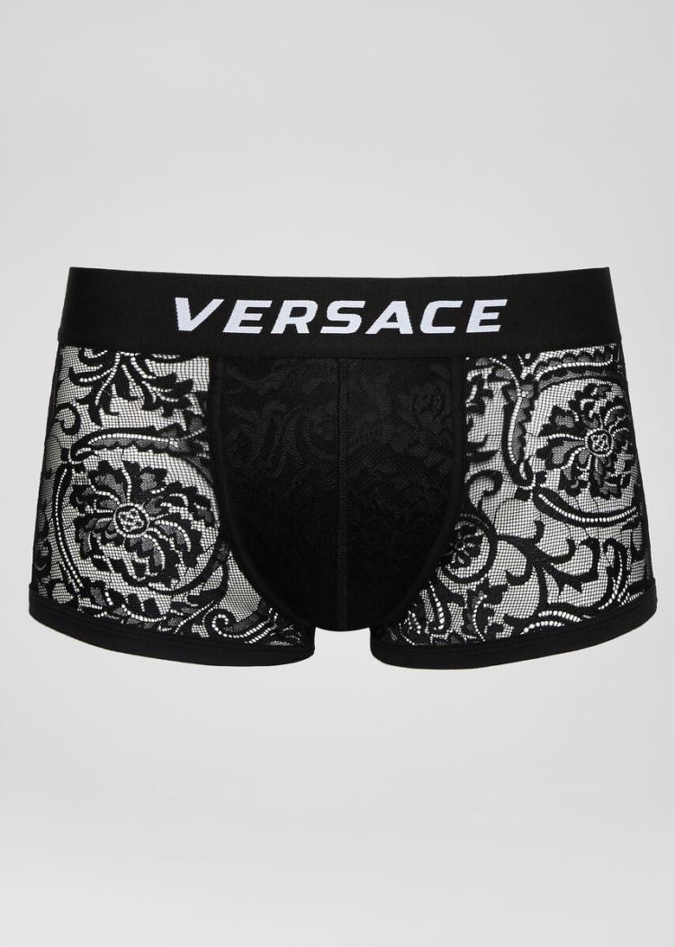 Versace logo lace boxers εσωρουχα ανδρικα μαυρα | EAM0WFP