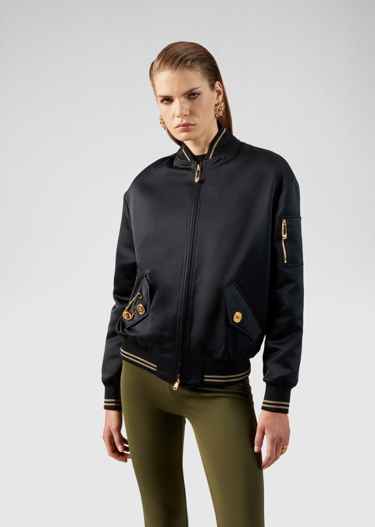 Versace Ασφαλείας Pin Bomber Jacket μπουφαν γυναικεια μαυρα | MTFWDZ6