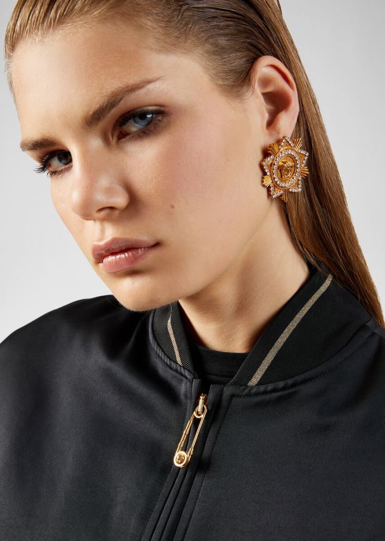 Versace Ασφαλείας Pin Bomber Jacket μπουφαν γυναικεια μαυρα | MTFWDZ6