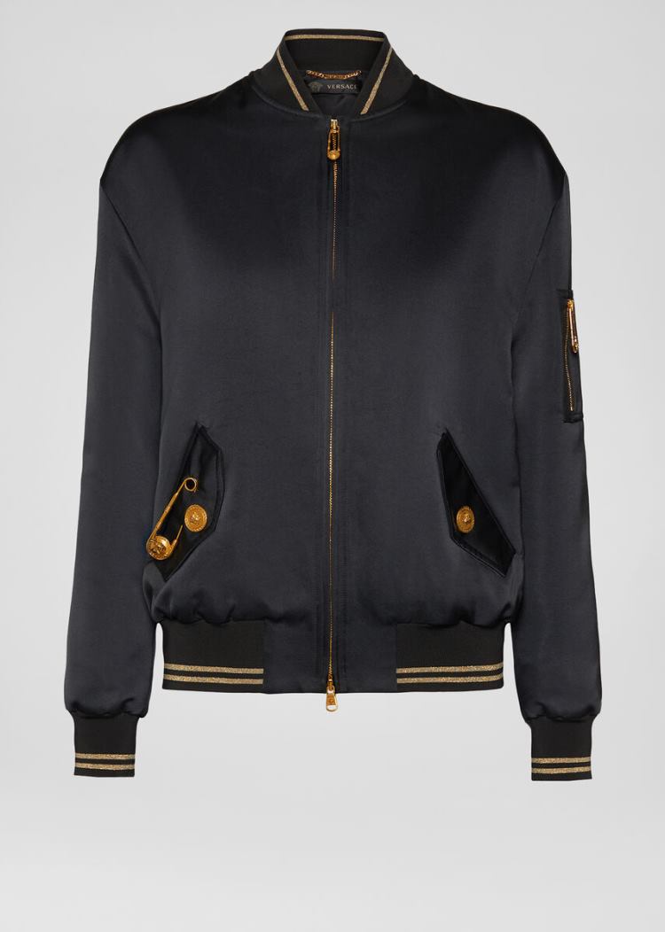 Versace Ασφαλείας Pin Bomber Jacket μπουφαν γυναικεια μαυρα | MTFWDZ6