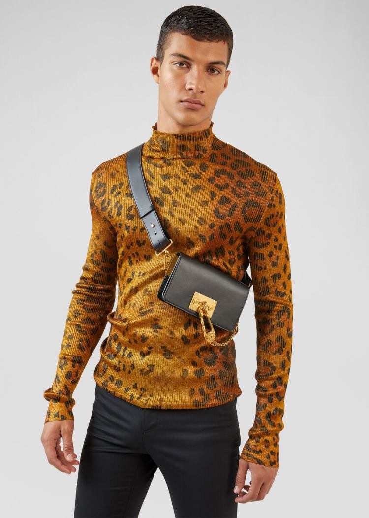 Versace Ασφαλείας Pin Crossbody Bag τσάντεσ χιαστί ανδρικα μαυρα | GFF4PJV