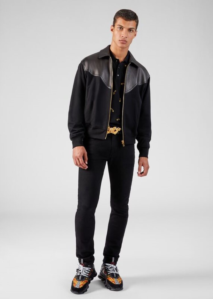 Versace Ασφαλείας Pin Embroidered Polo Shirt μπλουζακια πολο ανδρικα μαυρα | OYELT9Y