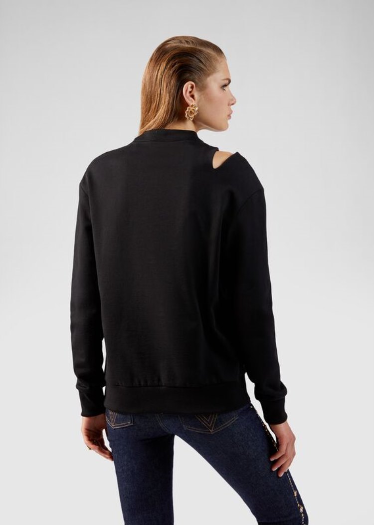 Versace Ασφαλείας Pin GV Signature Sweatshirt Φούτερ γυναικεια μαυρα | VGW0NNQ