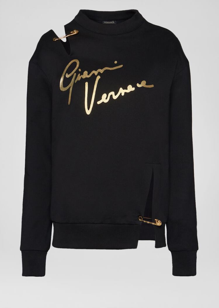 Versace Ασφαλείας Pin GV Signature Sweatshirt Φούτερ γυναικεια μαυρα | VGW0NNQ