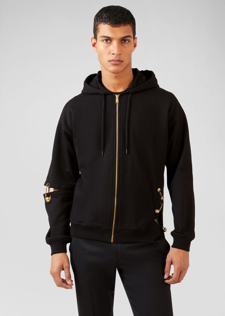 Versace Ασφαλείας Pin Hoodie Φούτερ ανδρικα μαυρα | 54R42Q2