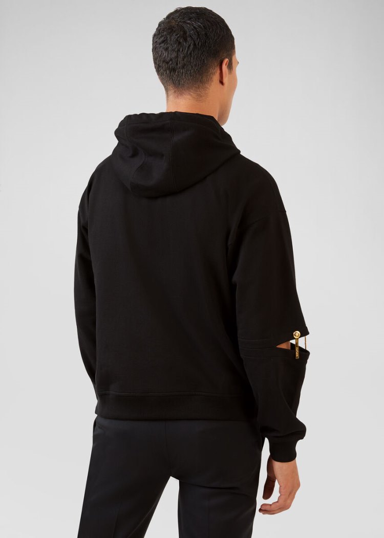 Versace Ασφαλείας Pin Hoodie Φούτερ ανδρικα μαυρα | 54R42Q2