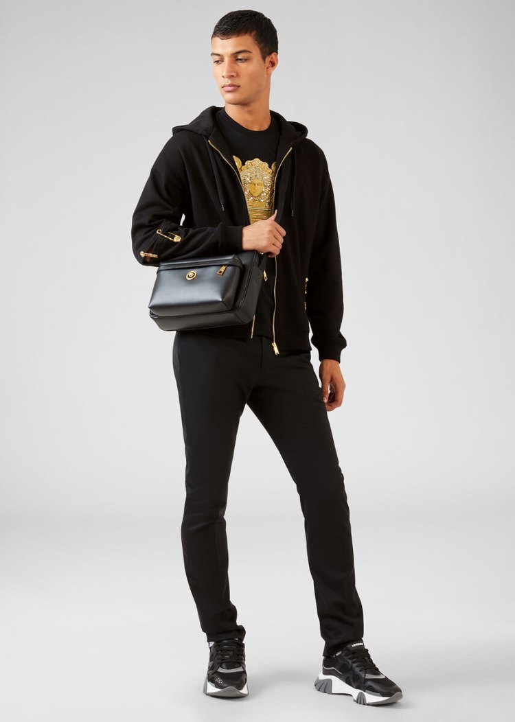 Versace Ασφαλείας Pin Hoodie Φούτερ ανδρικα μαυρα | 54R42Q2