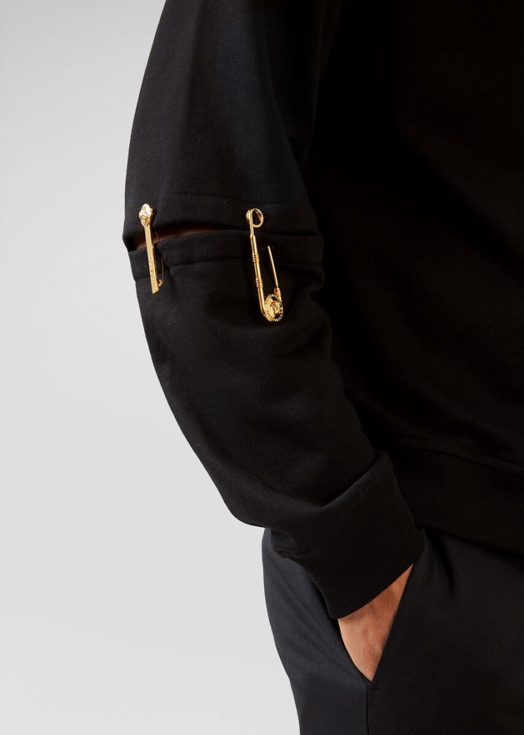 Versace Ασφαλείας Pin Hoodie Φούτερ ανδρικα μαυρα | 54R42Q2