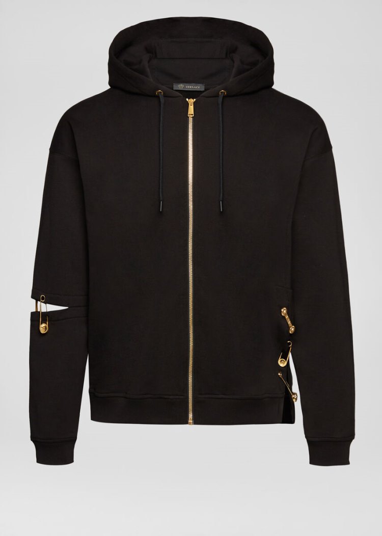 Versace Ασφαλείας Pin Hoodie Φούτερ ανδρικα μαυρα | 54R42Q2