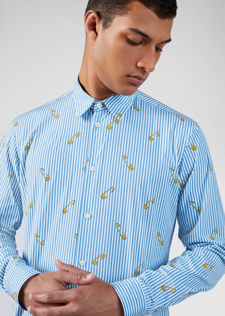 Versace Ασφαλείας Pin Print βαμβακερα Shirt πουκαμισα ανδρικα Πολύχρωμο | MC9JNY4
