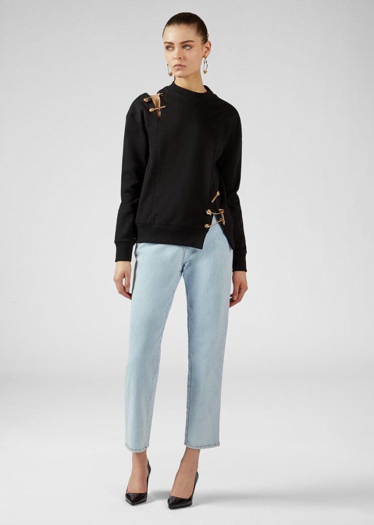 Versace Ασφαλείας Pin Sweatshirt Φούτερ γυναικεια μαυρα | ND79511