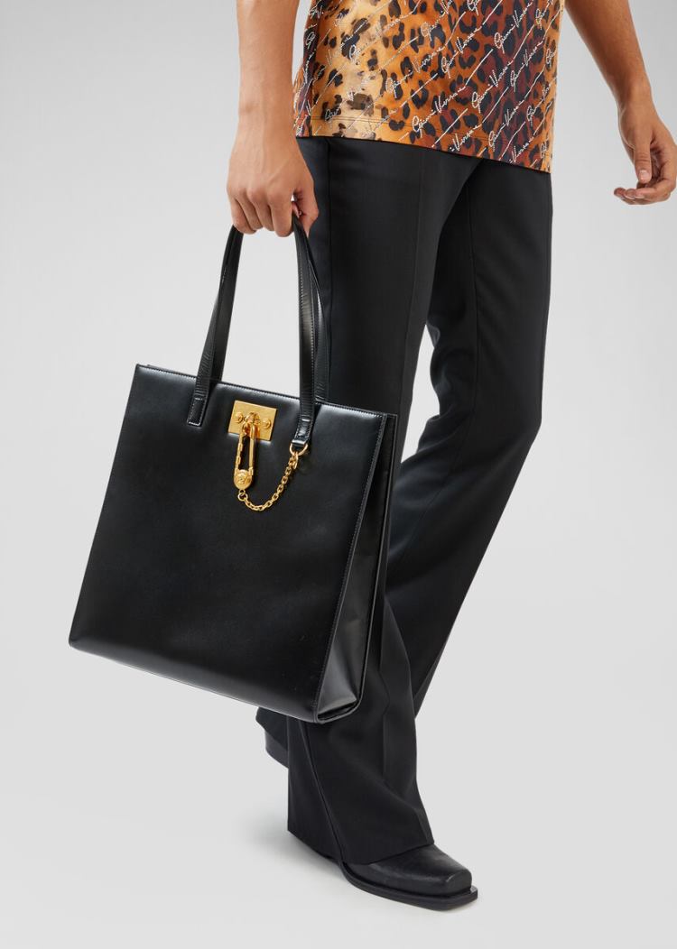 Versace Ασφαλείας Pin Tote Bag τσάντεσ tote ανδρικα μαυρα | L2C41LU