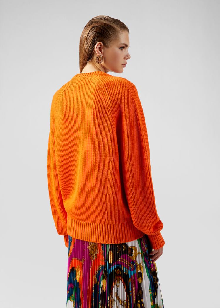 Versace Ασφαλείας Pin Wool πουλοβερ Πουλόβερ γυναικεια πορτοκαλι | 0G7LA32