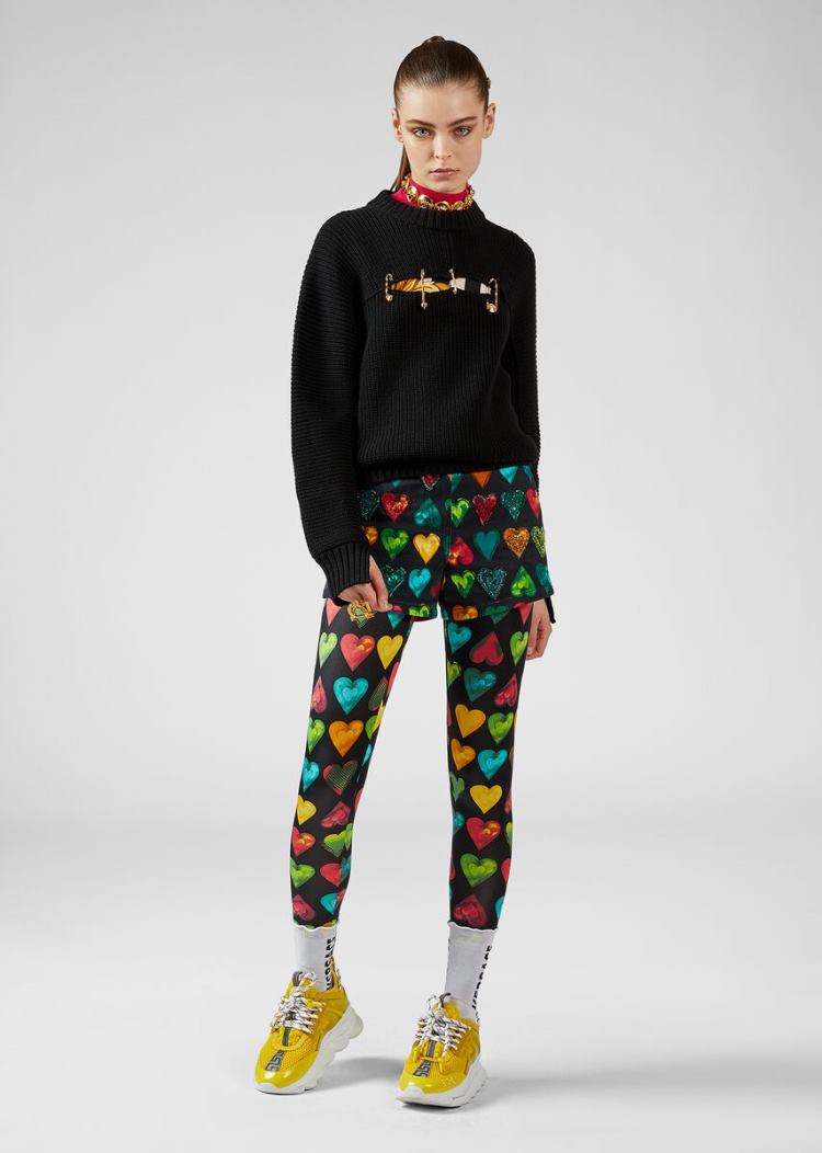 Versace Ασφαλείας Pin Wool πουλοβερ Πουλόβερ γυναικεια μαυρα | G6IZCSD