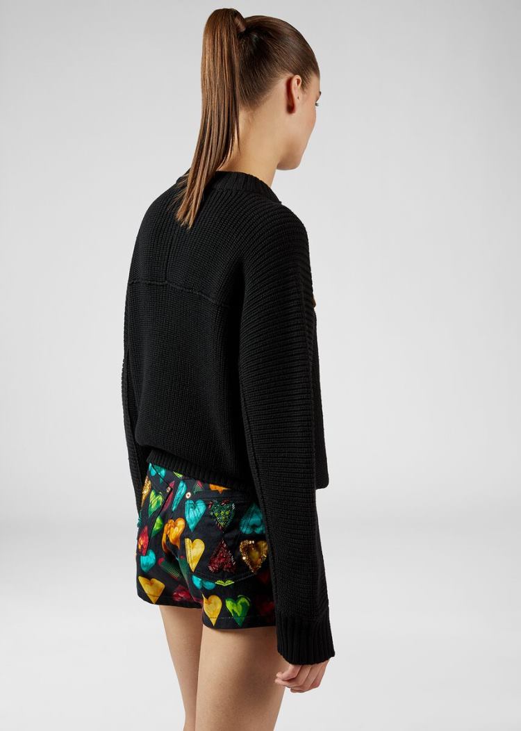 Versace Ασφαλείας Pin Wool πουλοβερ Πουλόβερ γυναικεια μαυρα | G6IZCSD