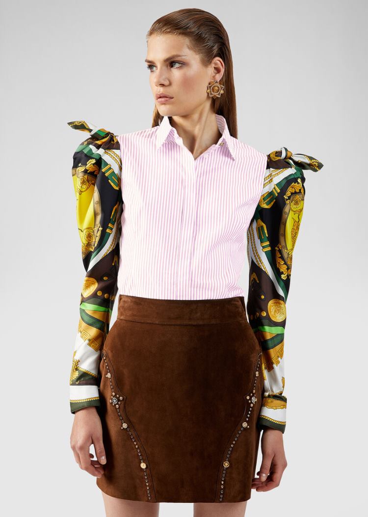 Versace Μπλούζες Barocco Rodeo Print Accent Shirt πουκαμισα γυναικεια Πολύχρωμο | A953ZAA
