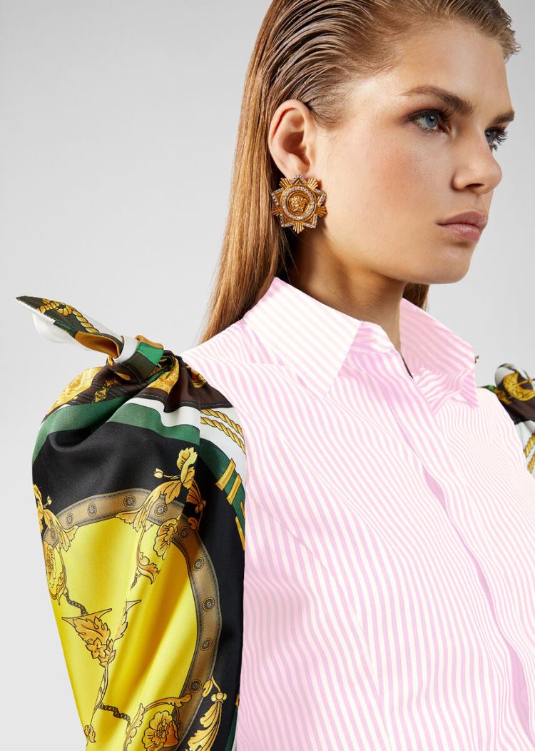 Versace Μπλούζες Barocco Rodeo Print Accent Shirt πουκαμισα γυναικεια Πολύχρωμο | A953ZAA
