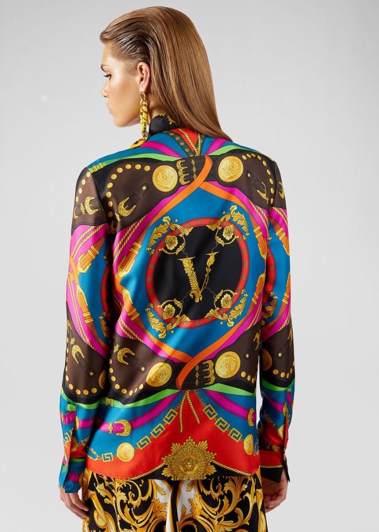 Versace Μπλούζες Barocco Rodeo Print Silk Shirt πουκαμισα γυναικεια Πολύχρωμο | NI6XVEH