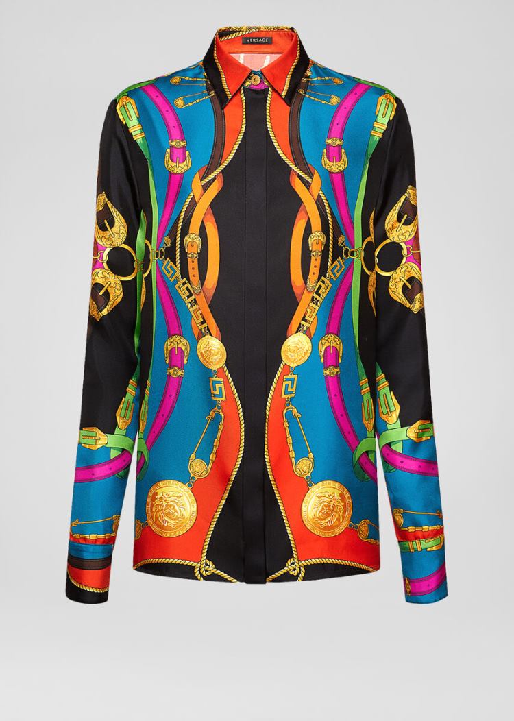 Versace Μπλούζες Barocco Rodeo Print Silk Shirt πουκαμισα γυναικεια Πολύχρωμο | NI6XVEH