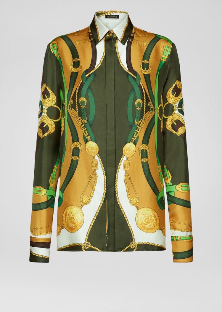 Versace Μπλούζες Barocco Rodeo Print Silk Shirt πουκαμισα γυναικεια Πολύχρωμο | TLU7BO1