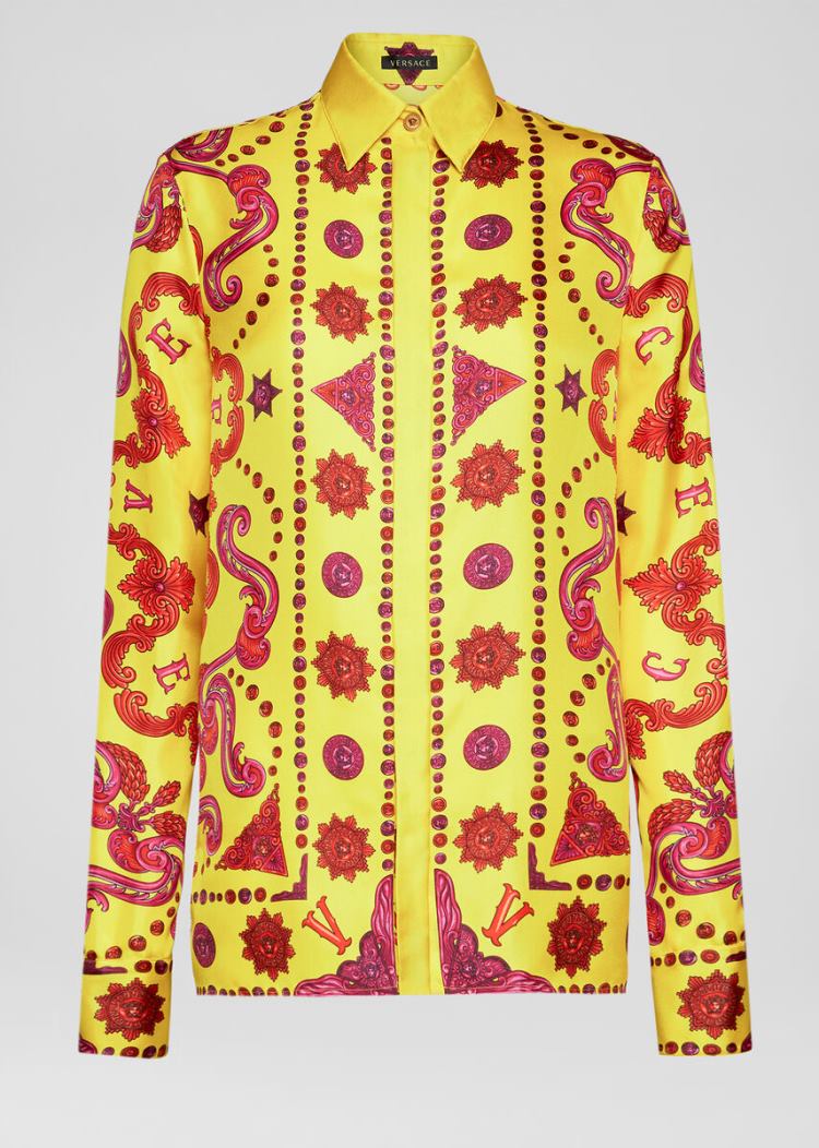 Versace Μπλούζες Barocco Western Print Silk Shirt πουκαμισα γυναικεια Πολύχρωμο | Y4ZBOEL