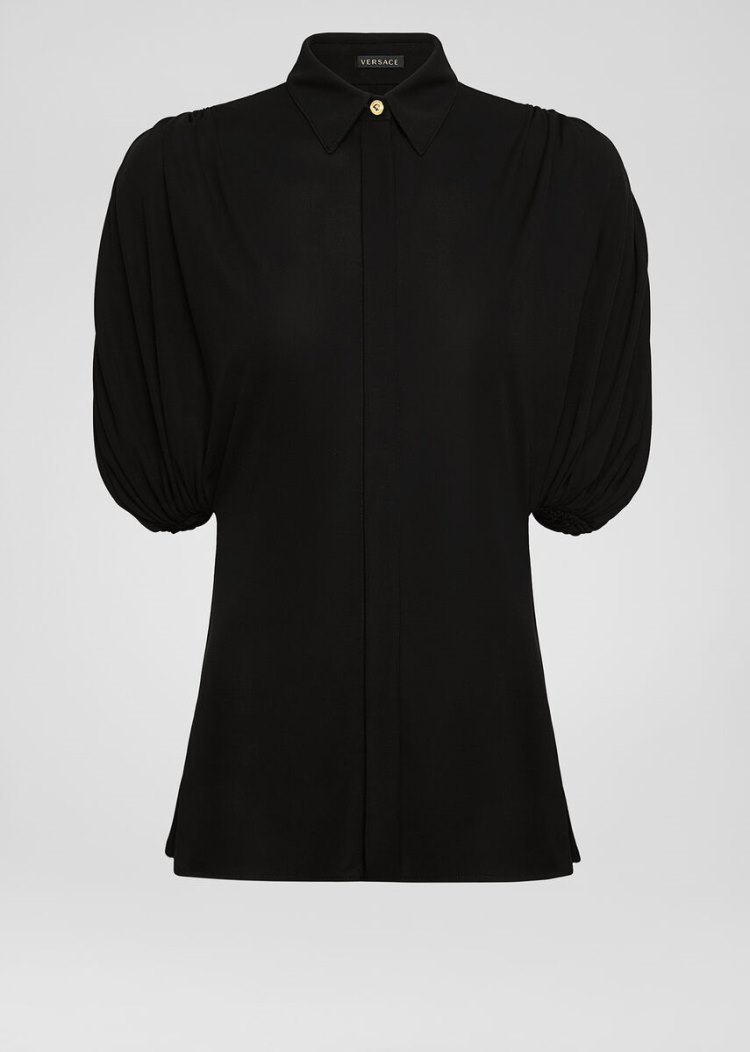 Versace Μπλούζες Draped Crêpe Shirt πουκαμισα γυναικεια μαυρα | IULLSH5
