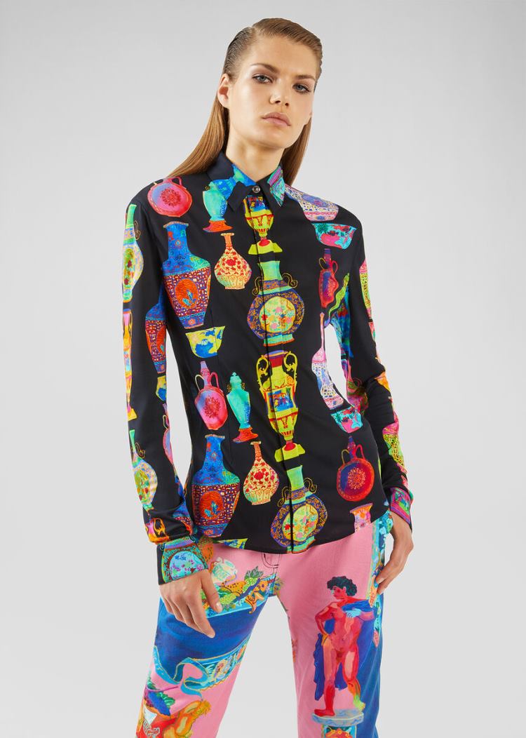 Versace Μπλούζες Seven Vessels Print Shirt πουκαμισα γυναικεια Πολύχρωμο | BV6SJWT